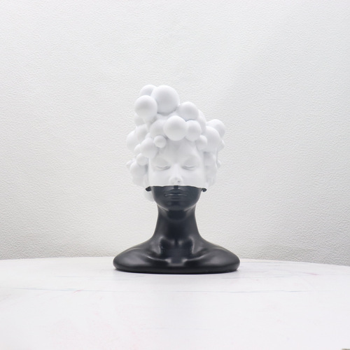 Minimalist Modern Entryway Goddess Head Bubble Character Sculpture Accent Bar Cabinet Girl Home Decor