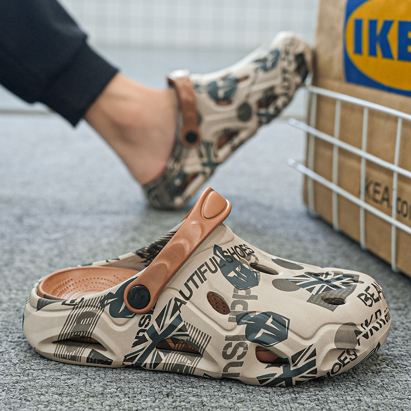 Transferencia de envío Sandalias EVA para hombre verano transpirable nuevos zapatos con agujeros, suela gruesa ligera, antideslizante, zapatillas Baotou