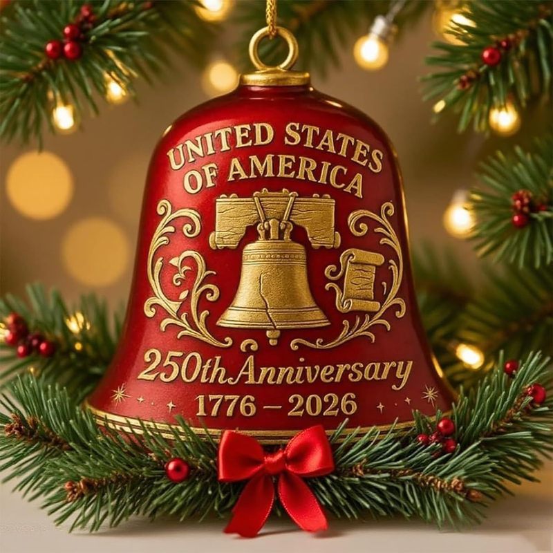 United States 250th Anniversary Bell Ornament圣诞门铃|undefined