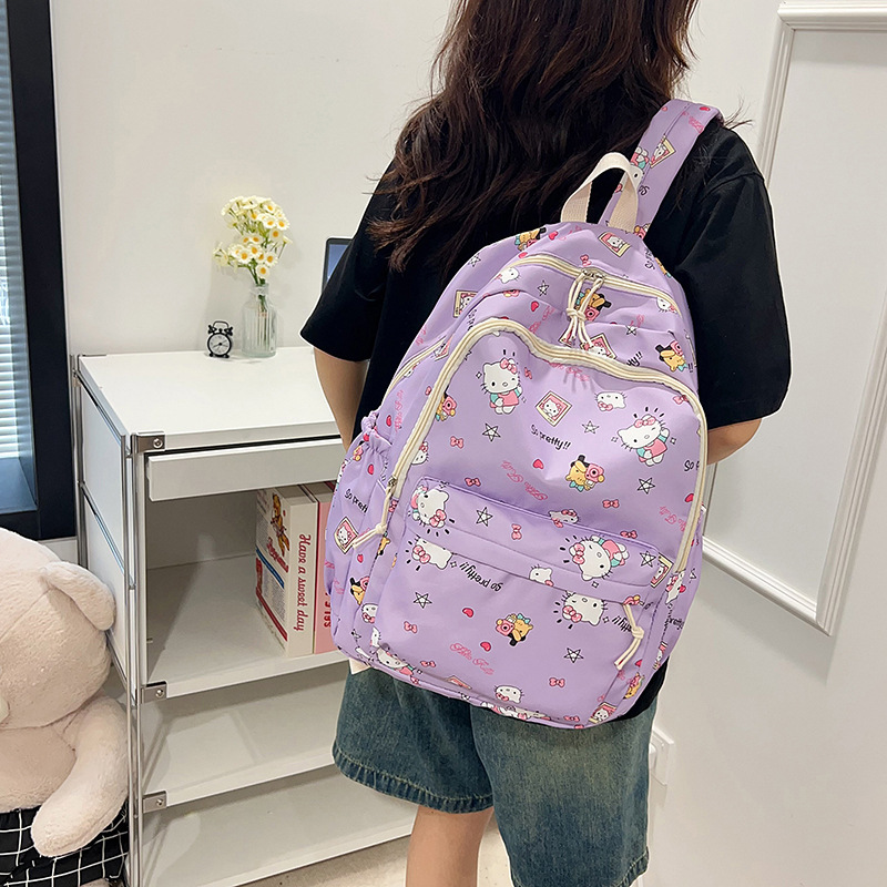 大容量百搭韩系少女新款日系可爱新款学生女KT猫背包轻便双肩背包|undefined