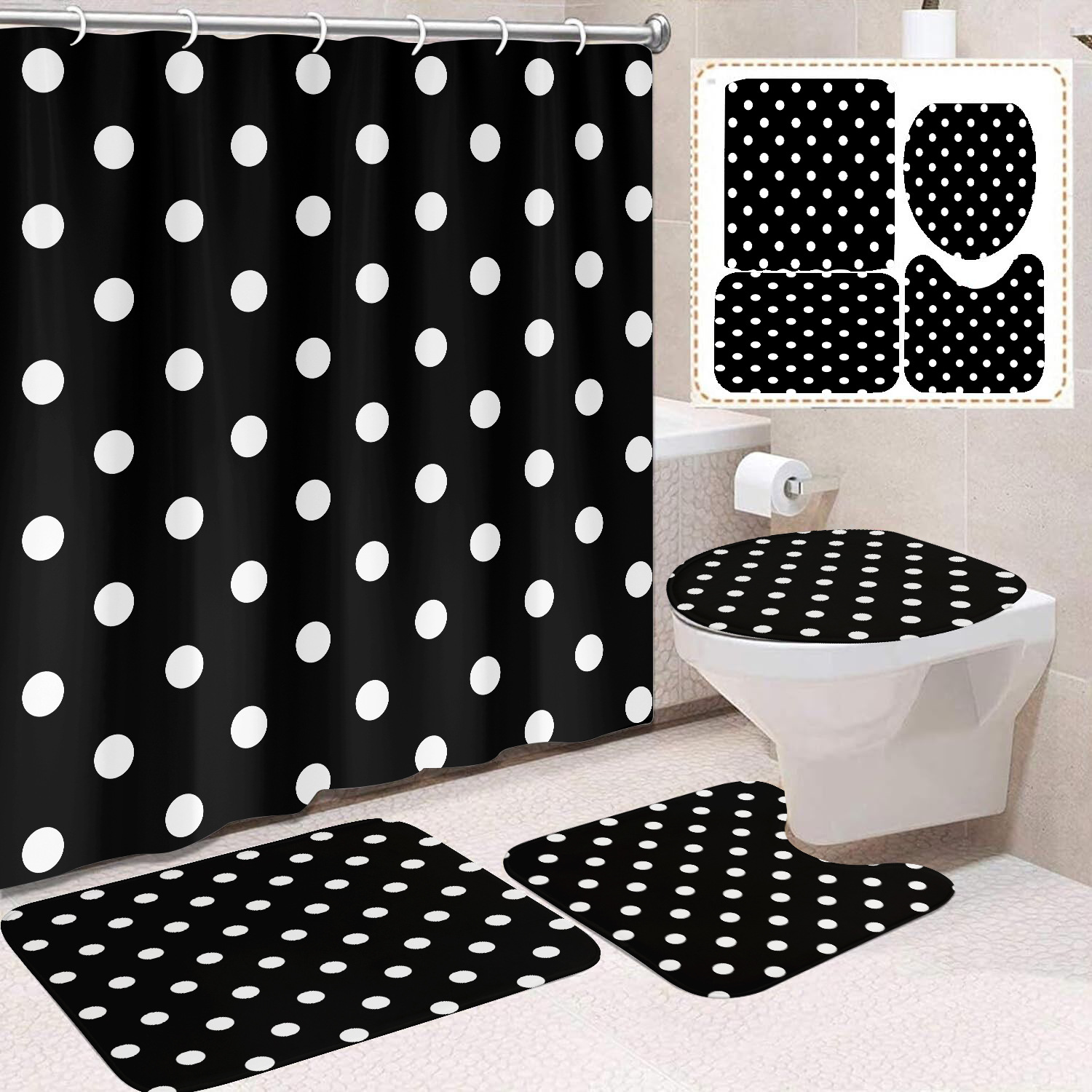 Cortina de ducha de poliéster con estampado digital de animales, impermeable, creativa, para baño, de Amazon, transfronteriza