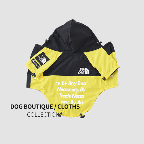 Cross-border new pet clothes, dog jacket, rainproof, breathable, two-legged hooded clothing, one piece drop shipping