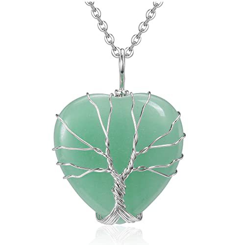 Iron Chain Material Casual Ethnic Style Tree Heart Shape Natural Stone Crystal Iron Wholesale Pendant Necklace