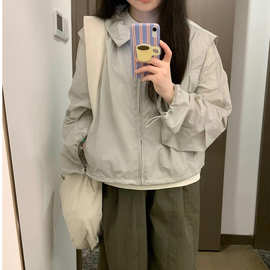 D09#原版做法 抽绳防晒服女夏新款防紫外线短款户外防晒衣短外套