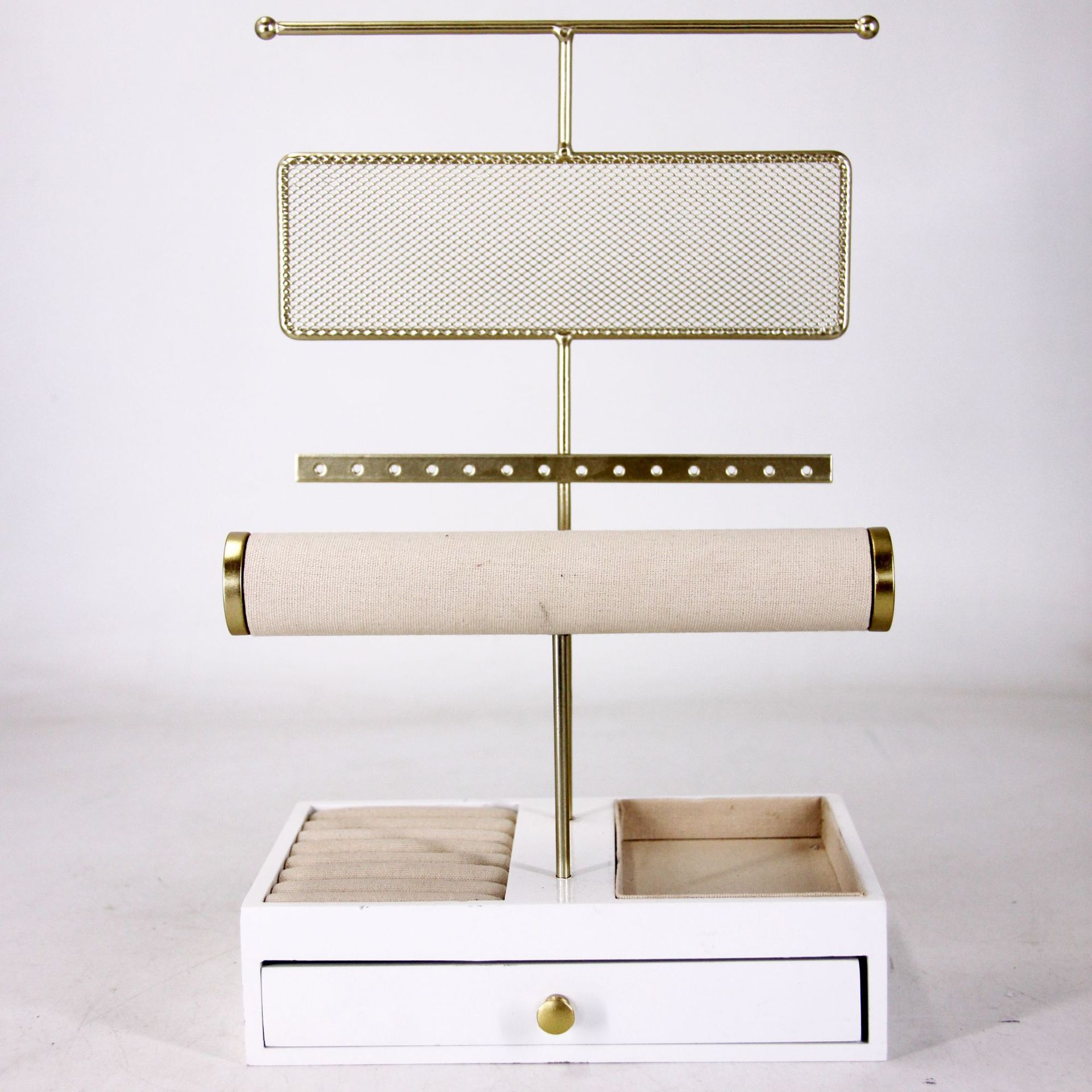 단철 이중 보석 랙, 고급 목걸이 랙, 거울 창 디스플레이 소품이 있는 보석 디스플레이 랙