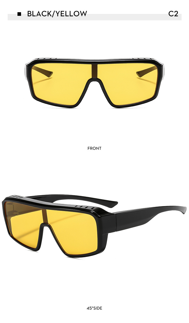 Lunettes de soleil homme à monture carrée, contour d'oreille, verres à protection UV, style rétro, monture noire en métal, unisexe_voghion.com