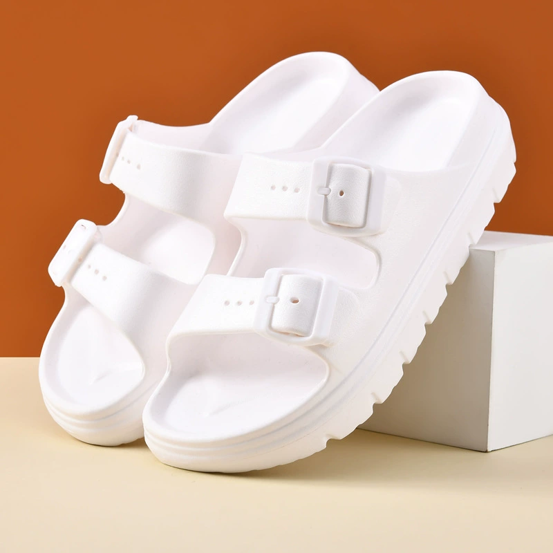 Женские сандалии, летняя новая верхняя одежда, однотонные сандалии с пряжкой, высококачественные нескользящие, износостойкие, дышащие, дезодорирующие пляжные тапочки