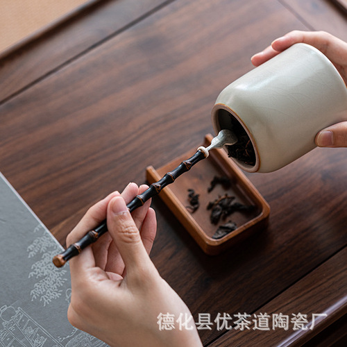 Natural purple bamboo whip pure tin tea pick tea shovel creative tea lotus tea pick tea ceremony six gentlemen retro tea spoon tea spoon accessories