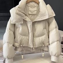 2025冬季新款棉服女短款加厚连帽牛仔拼接韩版修身宽松面包服外套