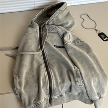 【柔软外套】2025秋季韩版儿童连帽外套褪色做旧男童洋气卫衣外套