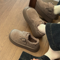 厚底增高勃肯鞋女2025年秋冬新款懒人一脚蹬加绒加厚保暖休闲棉鞋