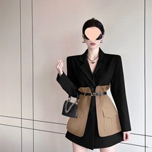 假两件拼接设计春秋新款韩版西服外套小众修身气质显瘦小西服