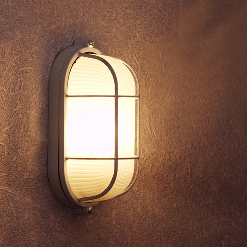 Outdoor Wall Lamp Oval Waterproof, Moisture-Proof and Explosion-Proof Lamp Three-Proof Lamp Outdoor Aisle Corridor Sauna Room Bathroom Lamp All Aluminum