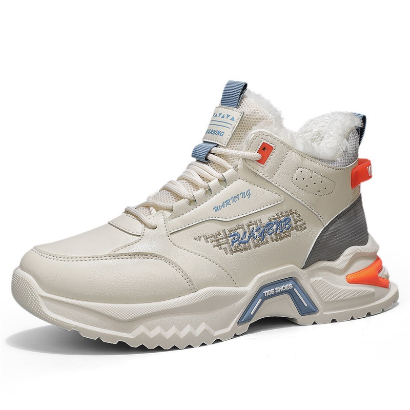 Zapatos de algodón de alta parte, zapatos deportivos de baloncesto de fondo grueso de ocio para hombres en invierno, zapatos de algodón cálidos al aire libre para jóvenes con terciopelo image 8