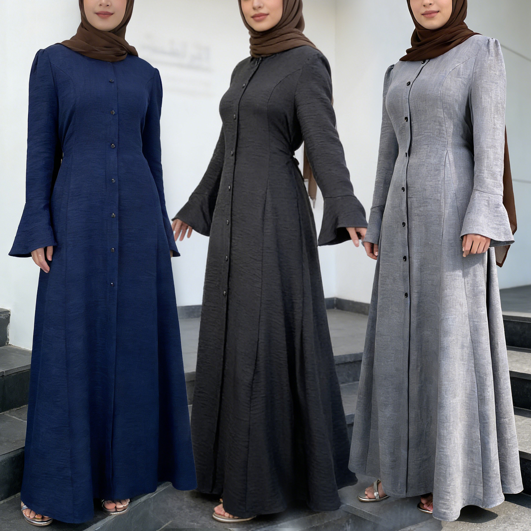 Fashionable Elegant Button Decorated Dress For Women_ecoleips.com