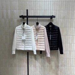 2025新款羽绒服女装拼接羊毛针织开衫短款立领白鸭绒秋季薄款外套