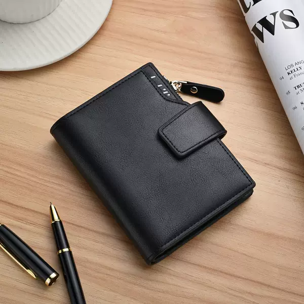 2026 New Men's Short Wallet, Men's Cross-Border Zipper Coin Purse, Simple and Stylish, Large Capacity, Multi-Functional Card Holder