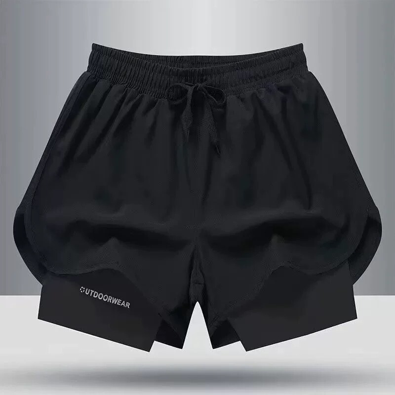 Men's Summer Sports Shorts for Running, Fitness Training, Squats, Quick-Dry Three-Quarter Shorts, Summer Two-In-One Track and Field Running Shorts