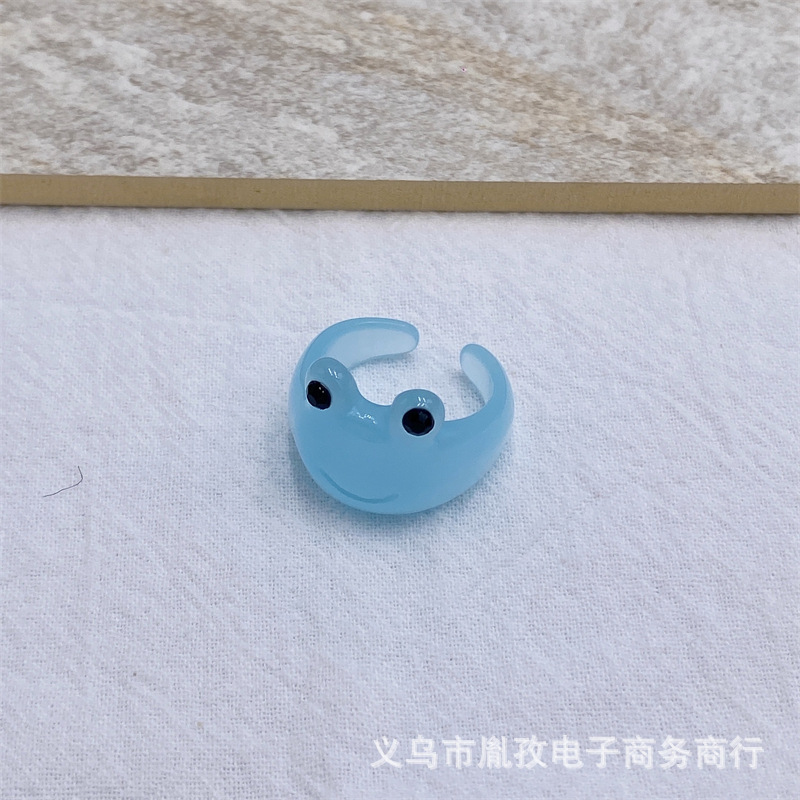 Nuevo diseño de anillo animal de moda personalizado transfronterizo anillo de resina de rana ajustable abierto lindo simple
