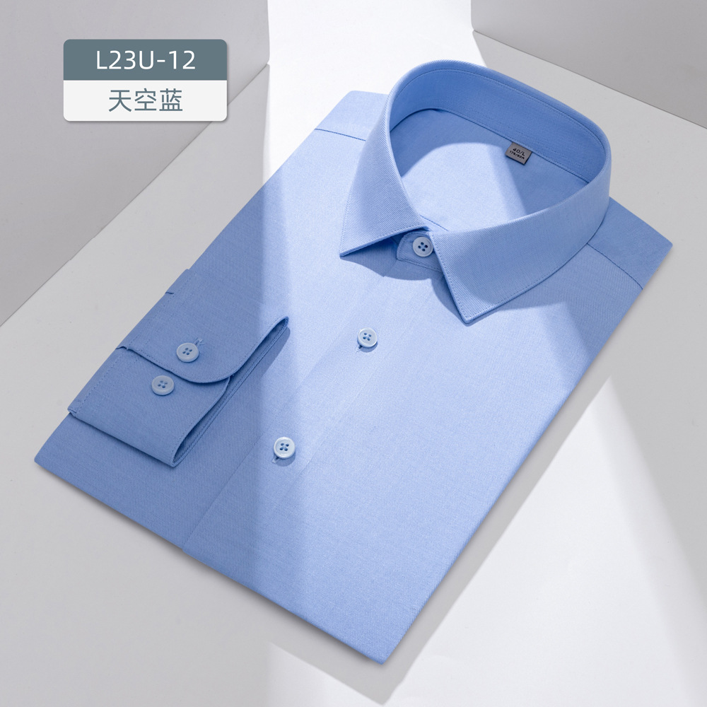 Camisas de lana personalizadas para hombres de mangas largas mezcladas de tiesa de moda de negocios casuales delgadas sin quemar camisa formal para hombres