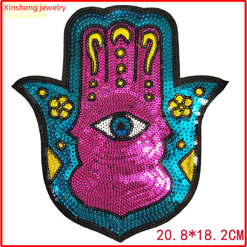 Cross-border fashion accessories bead embroidery decorative items palm glitter embroidery denim fabric patch clothing direct supplier