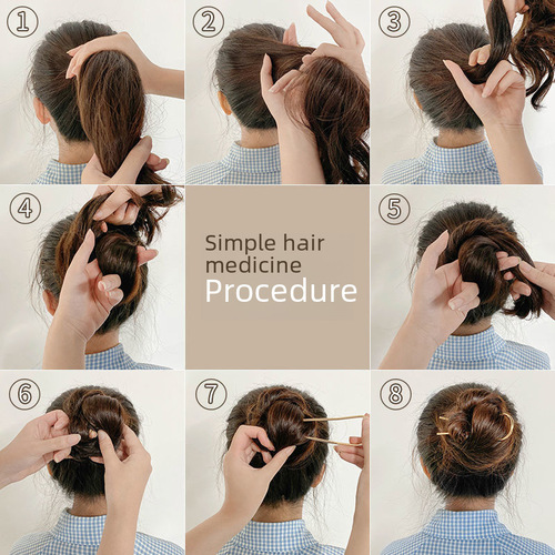 Hairpin, hair clip, versatile hair comb, updo hair accessory, U-shaped Korean-style hair pin, braiding magic tool, round bun hairpin