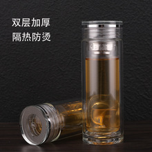 双层加厚玻璃杯高硼硅商务男女水杯办公室泡茶杯送礼品杯团购LOGO