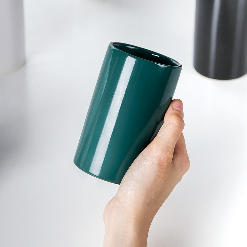 Vaso simple para enjuague bucal, vaso de cerámica, soporte para cepillo de dientes, vaso de agua para parejas, vaso cilíndrico, vaso para enjuague bucal para uso en hoteles y en el hogar