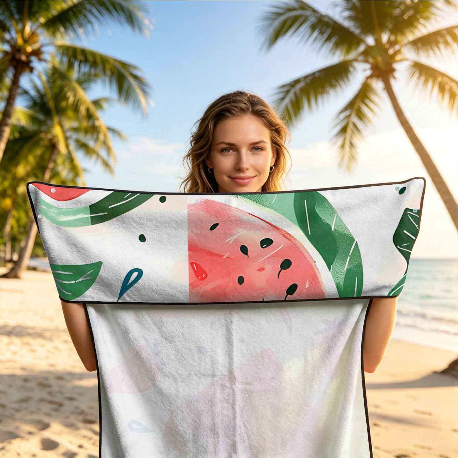 Printed bath towel and car seat cover 2-in-1, ultra-fine fiber outdoor beach and car dual-use universal seat cushion