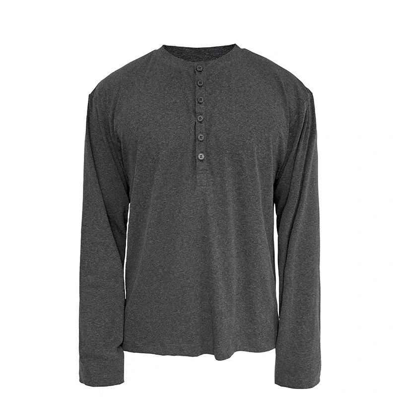 2025 New Cleanfit Black Henry Neck Long-sleeved T-shirt Men's Spring And Autumn American Inner Bottoming Shirt Trendy Brand_viptrois.com