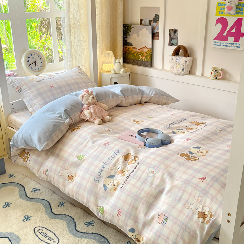 Ropa de cama de tres piezas de algodón para dormitorio de estudiantes universitarios, ropa de cama de algodón, funda de edredón, colchón de seis piezas, bolso de check-in