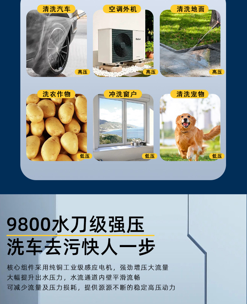 Car washing machine high pressure 220V water gun water pump household high power car brush artifact car automatic washing washing machine grab