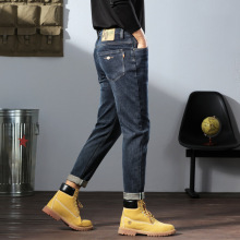 秋冬款弹力休闲男士新塘牛仔 简约百搭透气微锥青年牛仔裤男
