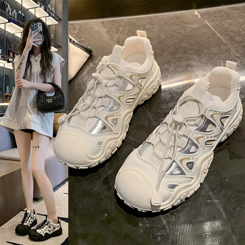 外贸爆款厚底老爹鞋女春秋季新款时尚百搭休闲登山户外运动休闲鞋