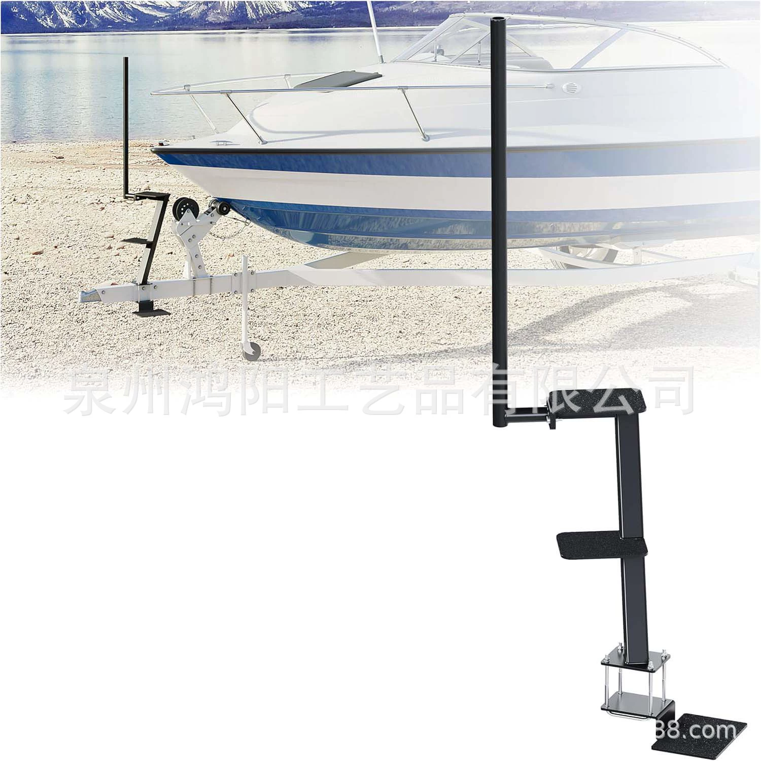 Прочная морская ступенька для прицепа, стремянка с ручкой безопасности, нескользящая поверхность, совместима с большинством прицепов глубокого V-образного типа