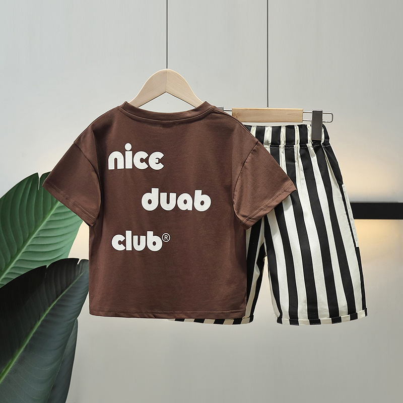 5227 Traje de ropa de moda Han Fan para niños Verano 2024 Nuevo estilo estilo occidental Ropa de bebé para niños de dos piezas
