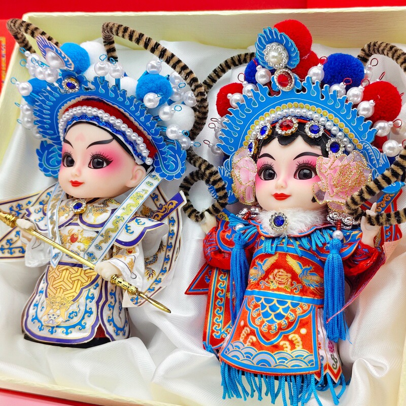 Chinese Style Gift 6inch Big-Eyed Cute Baby Beijing Opera Puppet Doll Ornaments National Trend Gift Flower Girl Festival Gift