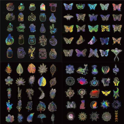 Holographic Stickers200 transparent PET creative diy retro laser account sticker pack