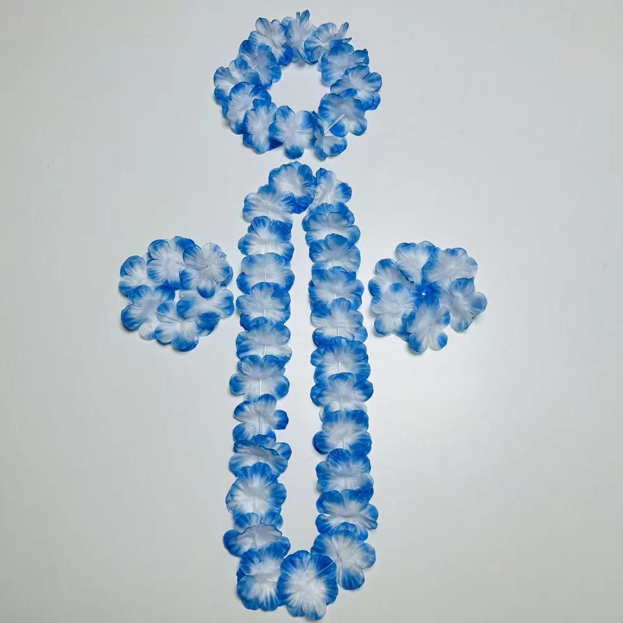 Nuevos productos transfronterizos 56 guirnaldas de flores set fiesta del día de los niños guirnaldas de color playa de arena hawaiana accesorios de falda