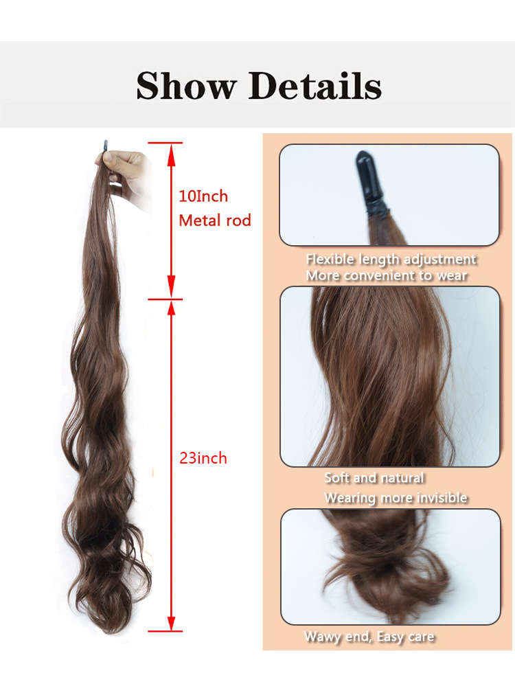 European and American cross-border wig high-temperature silk ponytail 32-inch long curly hair big wavy stick hair curly ponytail_voghion.com