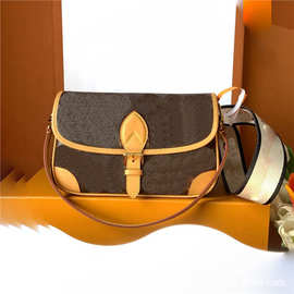 牛角女包新款老花真皮托特中古法棍单肩斜挎腋下包M45985芯片内码