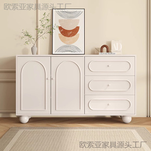 Cream Style Sideboard Household Kitchen Cabinet Living Room Storage Cabinet Modern Simple Side Cabinet Wall Integrated Tea Cabinet