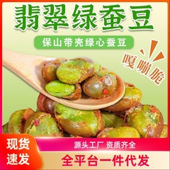 新货正宗云南保山蚕豆带壳绿心翡翠蚕豆香酥麻辣坚果炒货一件代发