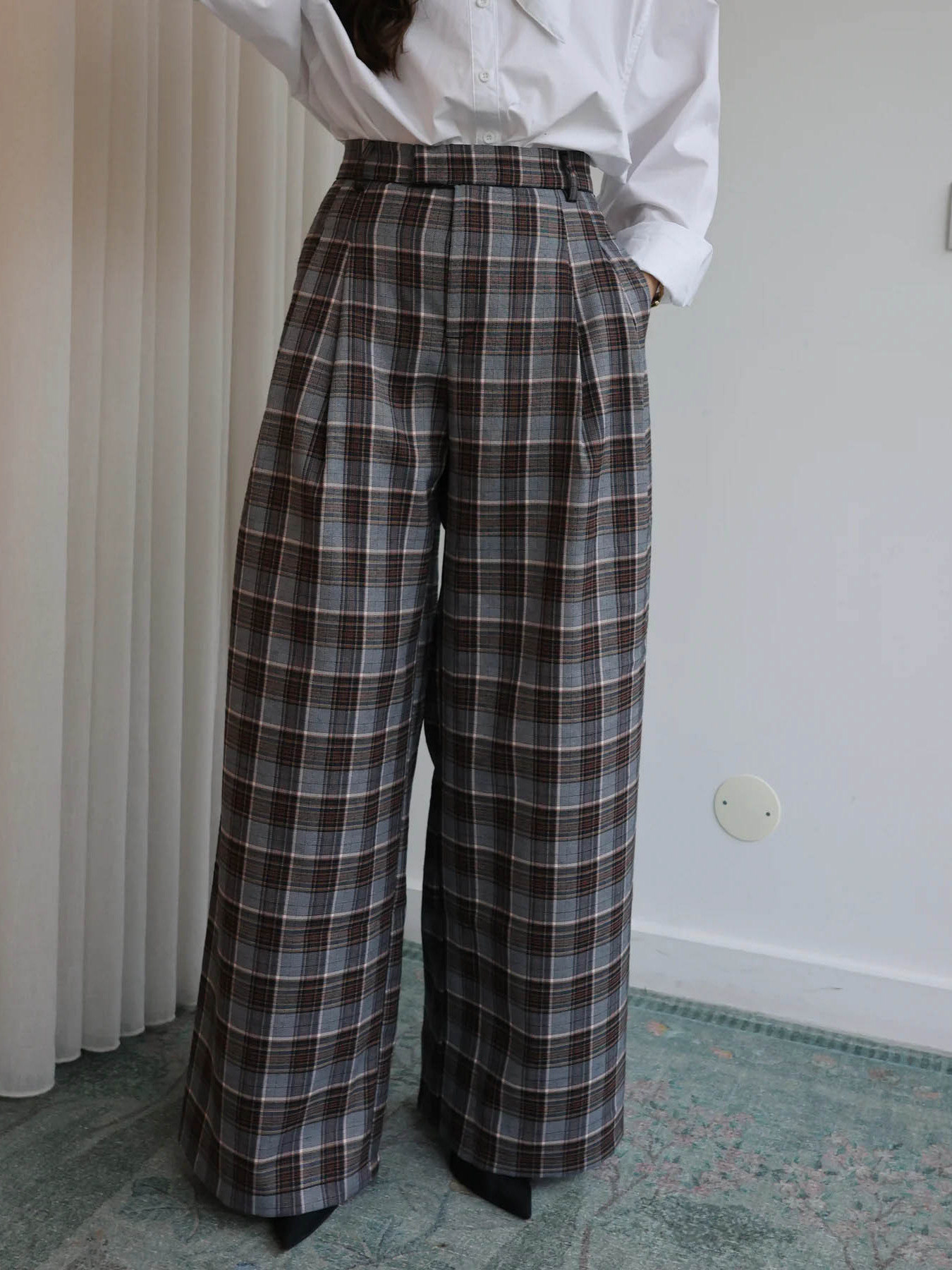 Comercio exterior de Europa y América ropa de mujer retrógrada pantalones de piernas anchas de cintura alta sueltos pantalones casuales rectos delgados británicos