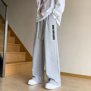 运动裤子男春秋季美式潮牌宽松阔腿直筒长裤青少年潮流百搭休闲裤