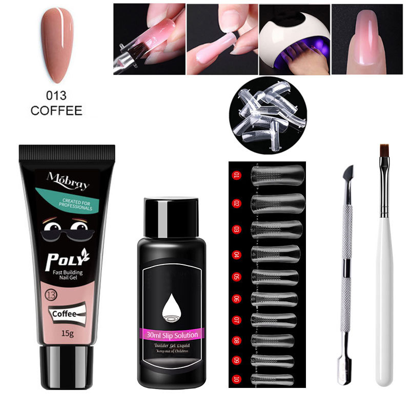 Suministro transfronterizo venta rápida extensión de traje de manicura conjunto completo de uñas de cristal forma extensión pegamento para hornear lámpara UV pegamento