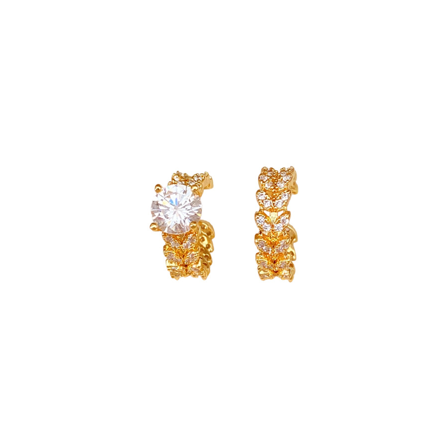Zircon orejas redondas de espigas de trigo mujeres sin agujeros de orejas de aire frío temperamento personalidad pendientes ligeros de lujo alta sensación de auriculares al por mayor