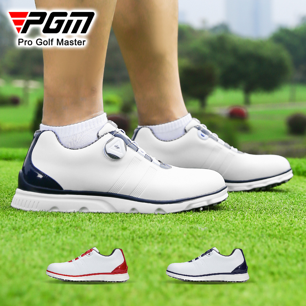 Giày golf PGM chống nước nam đinh chống trượt — XZ164IP cao su không thấm nước giày-Trắng Đỏ, XZ164IP cao su không thấm nước giày-Trắng Xám, XZ164IP cao su không thấm nước giày-Trắng Xanh