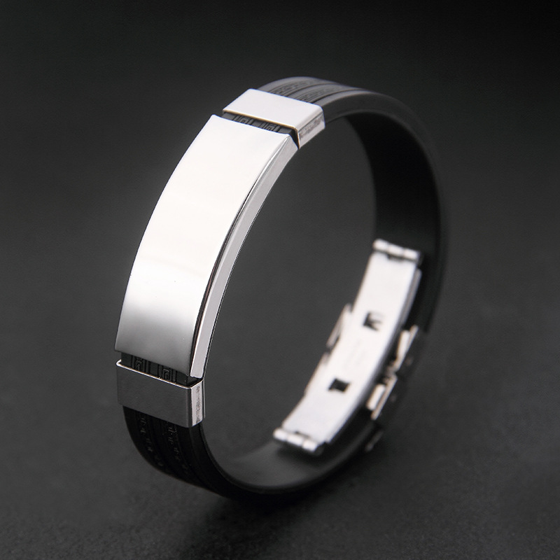 Personalidad de acero de titanio de Europa y América Gran Muralla pulsera de silicona de moda de hombre pulsera de acero inoxidable al por mayor fábrica directa