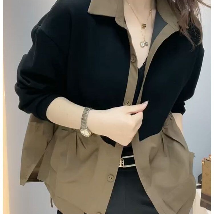 工厂直销外搭春秋上衣新款女士衬衫中年妈妈装宽松休闲短薄外套爆|undefined